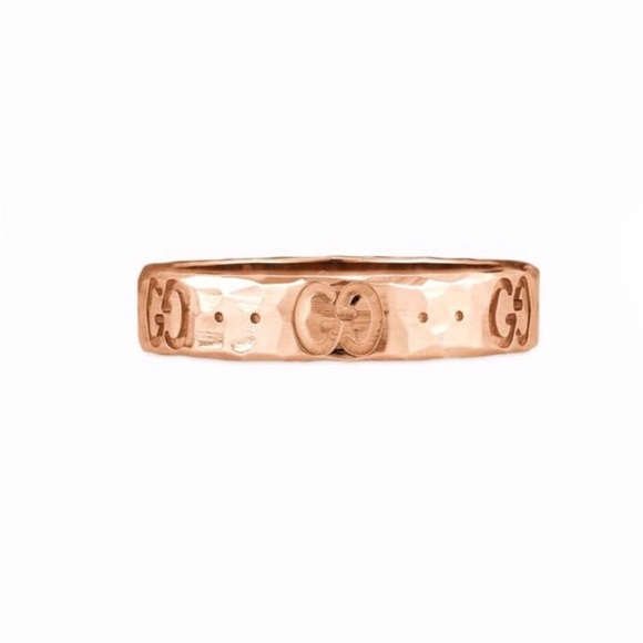 New Gucci 18k Rose Gold Hammered Ring Size 6 Band - Picture 7 of 10